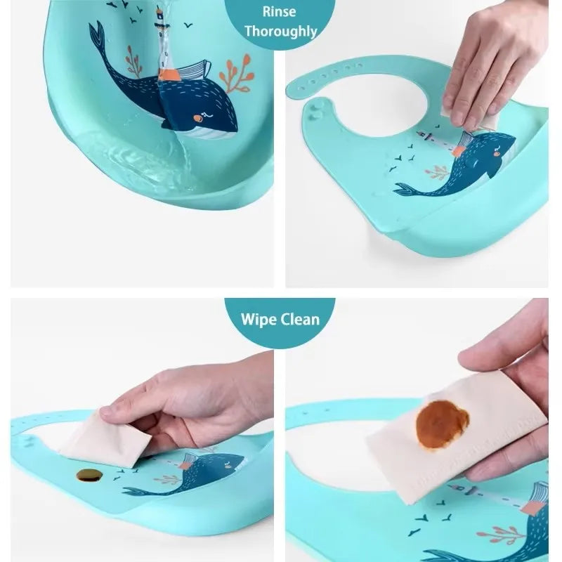 Silicone Baby Bib Waterproof Adjustable