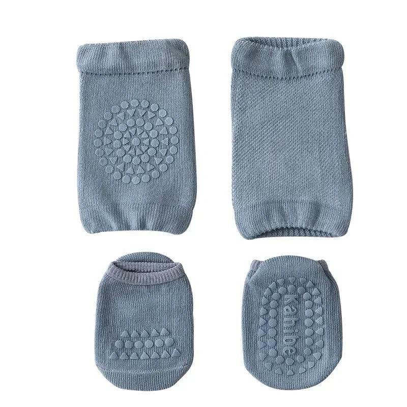 Baby Knee Pads & Anti-Slip Socks Set Crawling Safety for Boys & Girls
